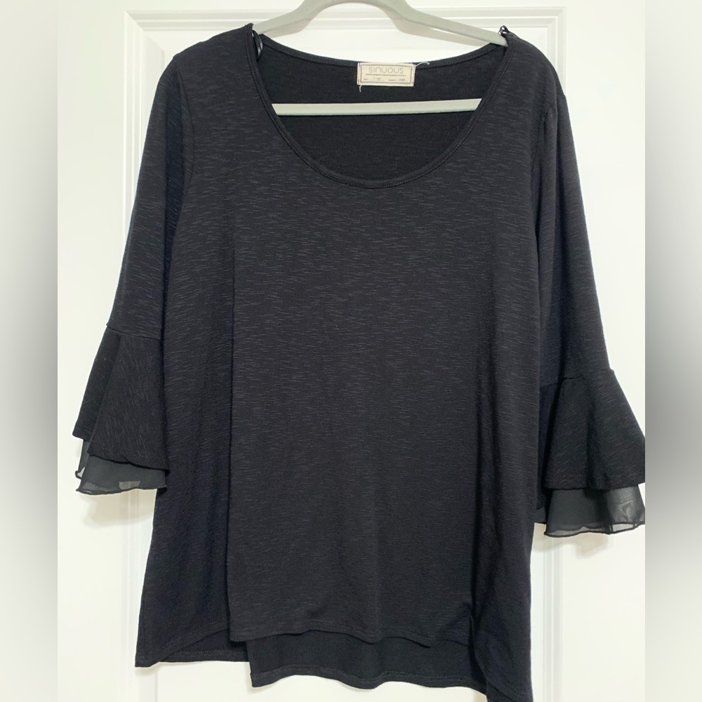 Sinuous‎ Women Black Long Sleeve Top Large